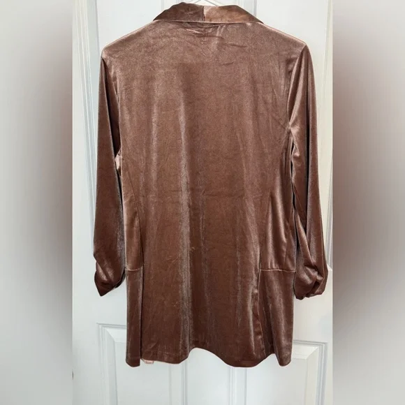 Elegant Champagne Velour Blazer | L | - Picture 6 of 10